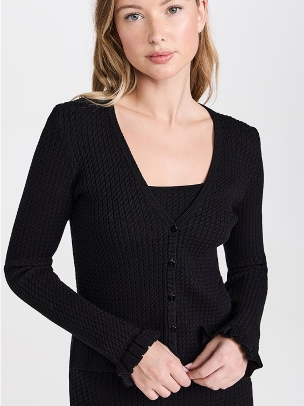 Posse Iris navy cardigan with matching ribbed long dress